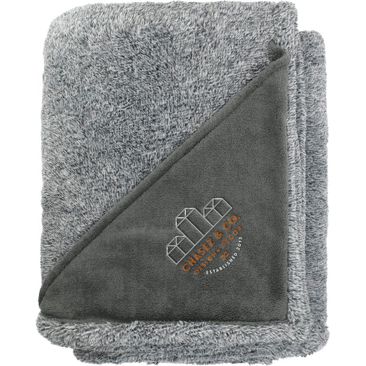 Custom logo Heathered Fuzzy Fleece Blanket