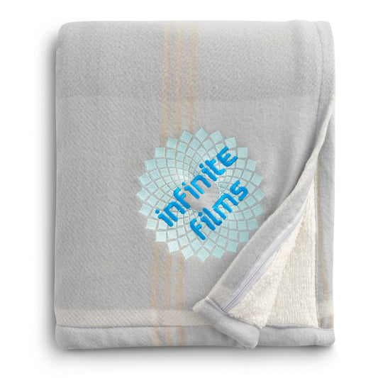 Custom logo Plaid Fleece Sherpa Blanket