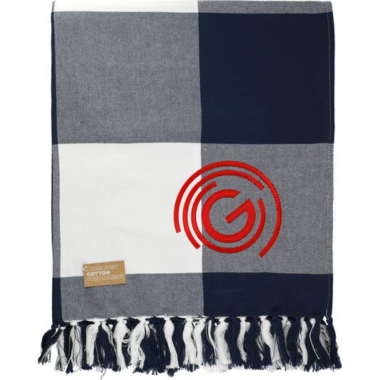 Custom logo Field & Co. 100% Organic Cotton Check Throw Blanke