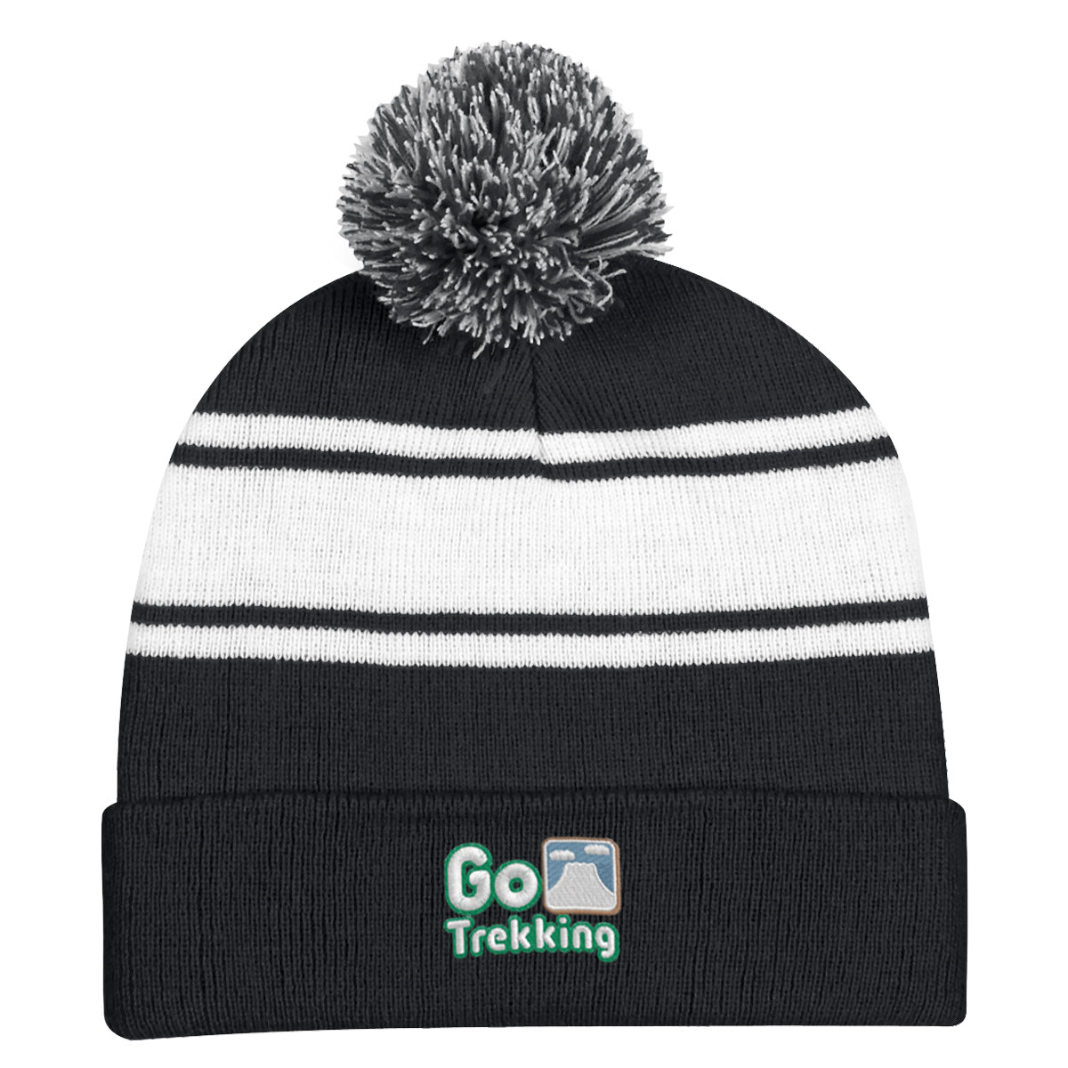 Custom logo Two-Tone Knit Pom Beanie With Cuff