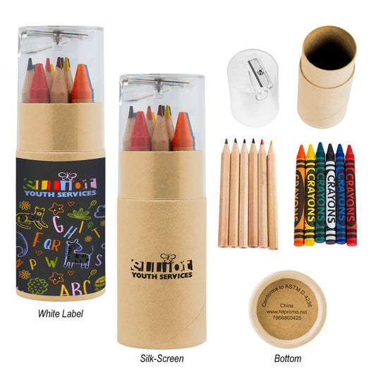 Custom logo 12 Piece Crayon And Pencil Set