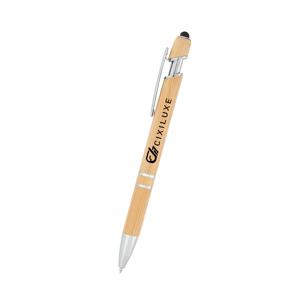 Custom logo Tropical Bamboo Incline Pen With Stylus