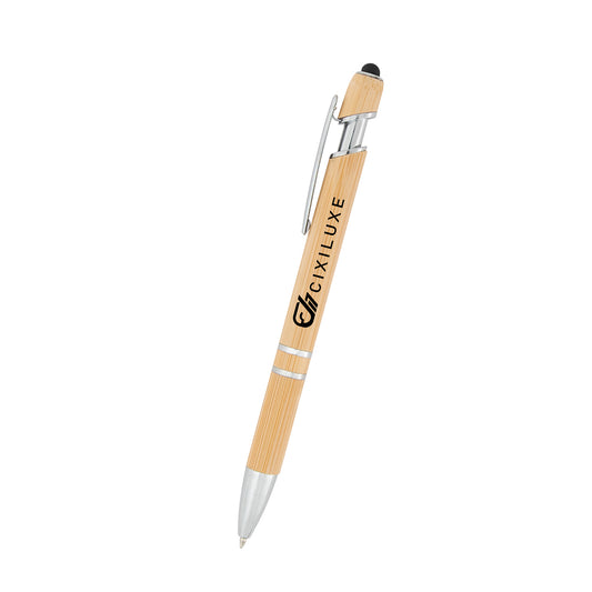 Custom logo Tropical Bamboo Incline Pen With Stylus