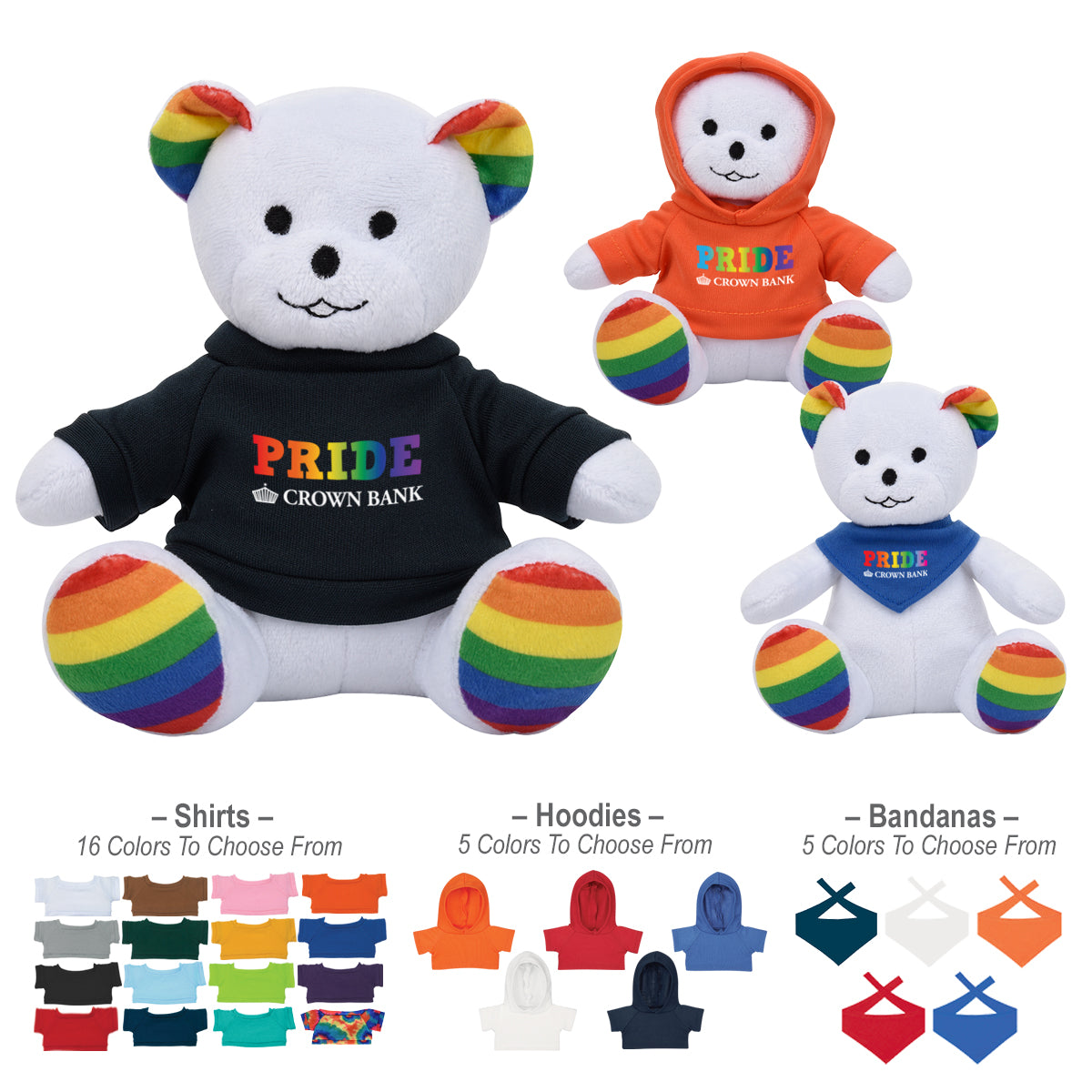 Custom logo 6" Rainbow Bear