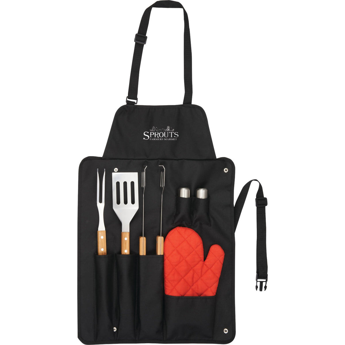 Custom logo BBQ Now Apron and 7 piece BBQ Set