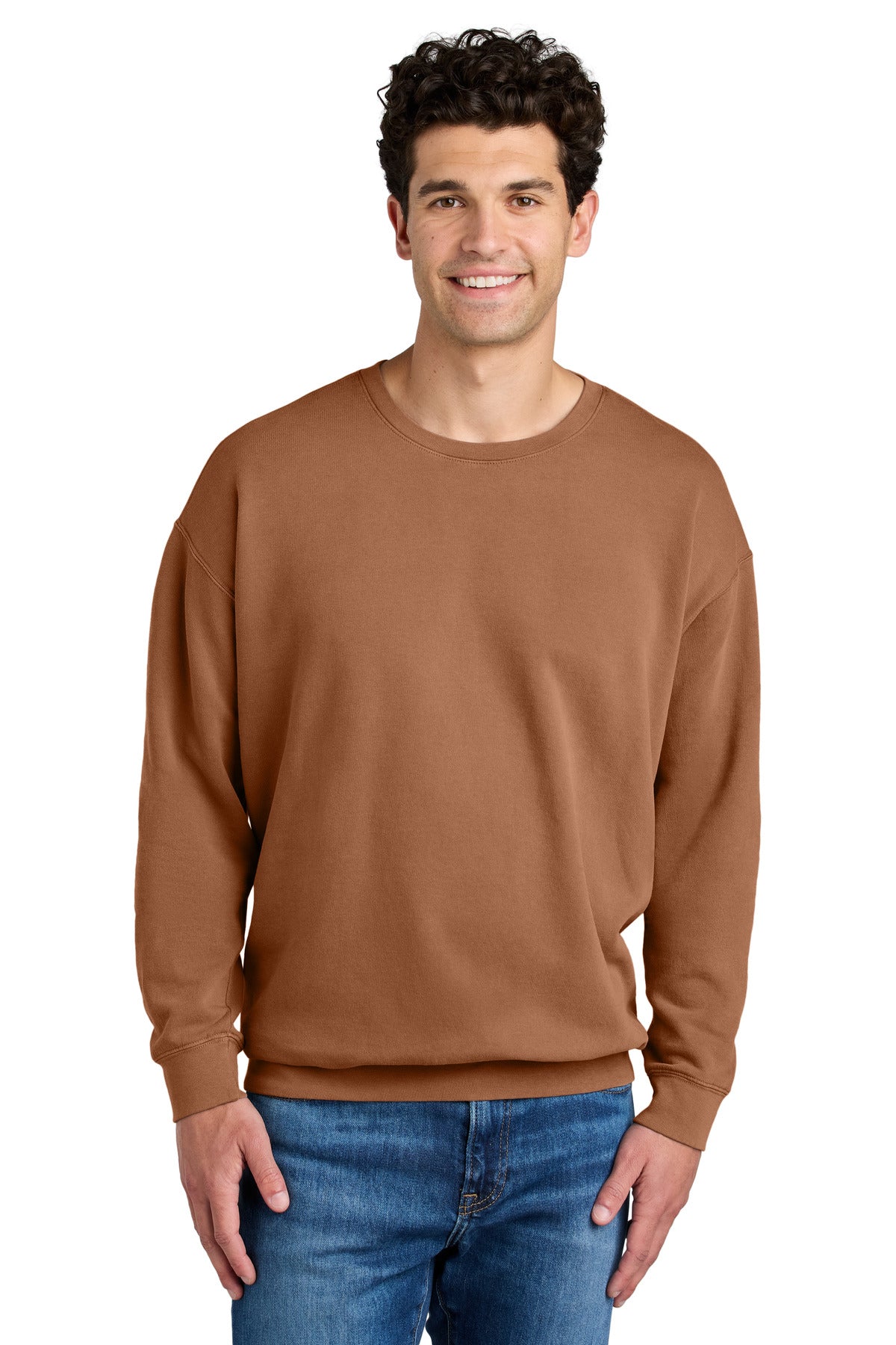 Custom logo Comfort Colors® Lightweight Crewneck Sweatshirt 1466 in Yam