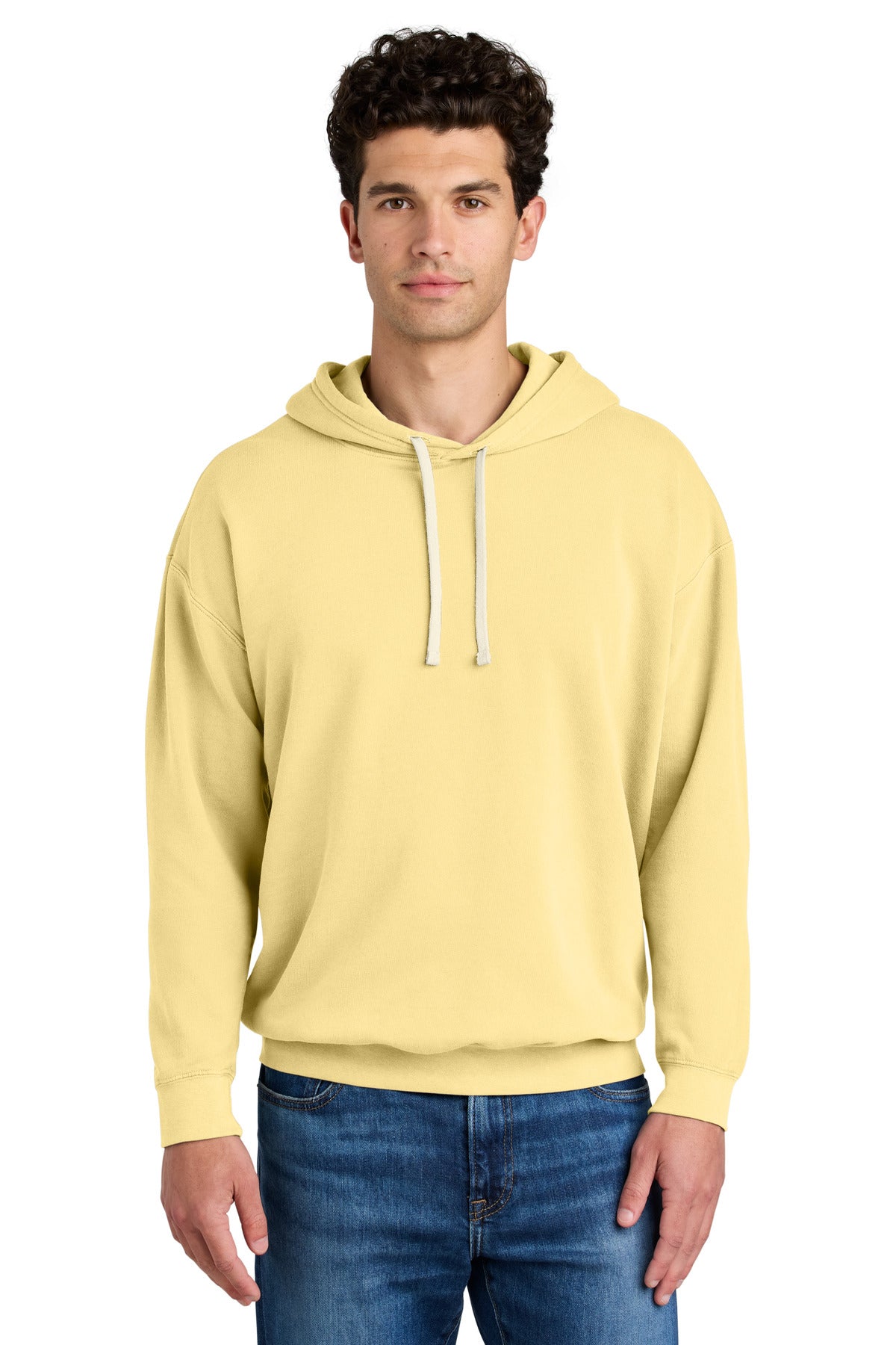 Custom logo Comfort Colors® Lightweight Hooded Sweatshirt 1467 in Butter