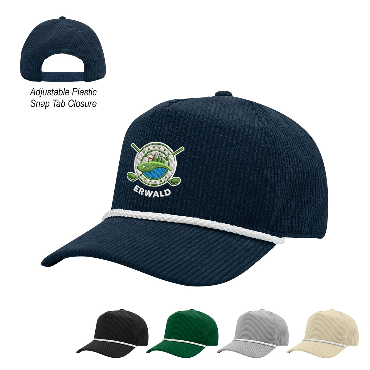 Camden rPET Corduroy Rope Cap