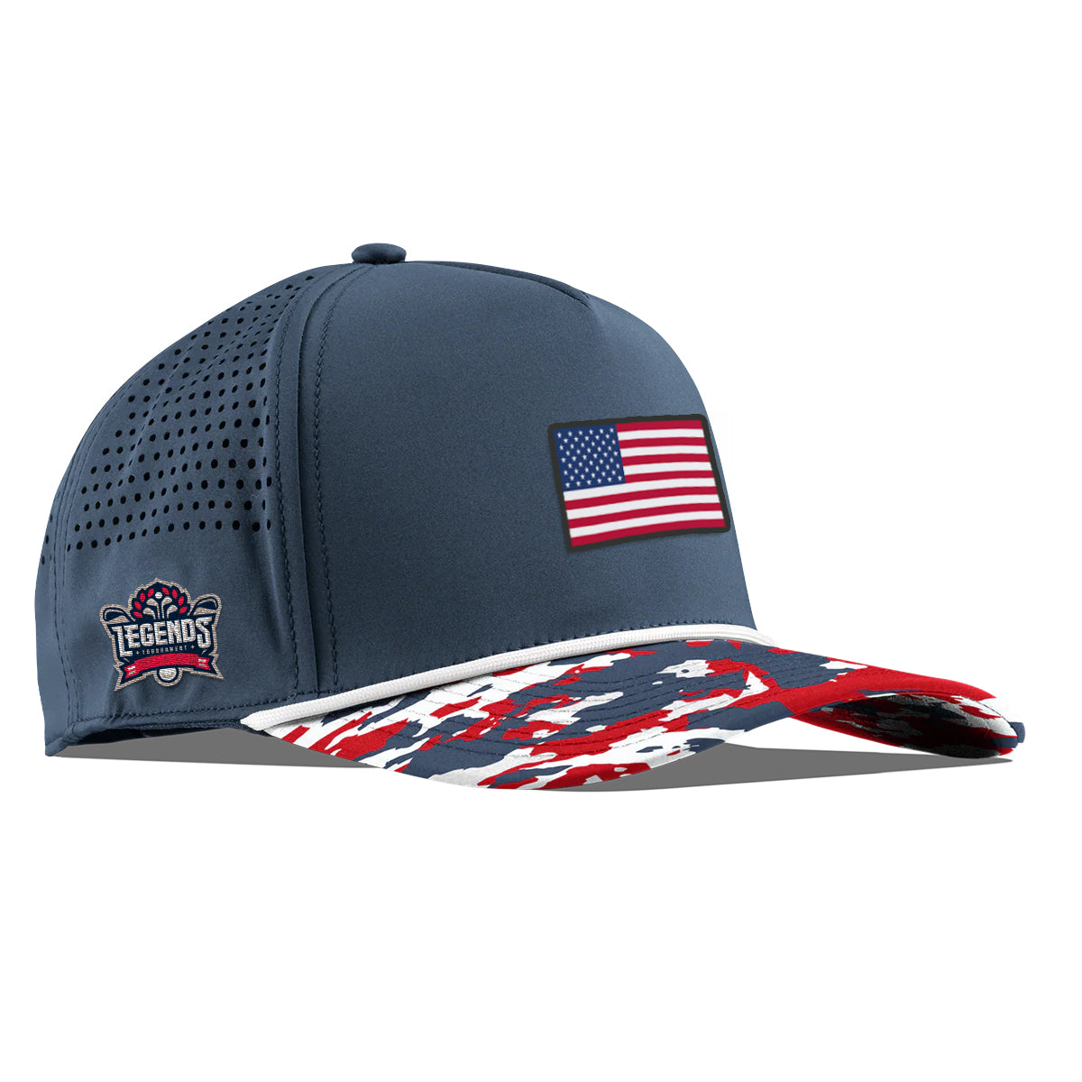 Custom logo Branded Bills 545 Bare Curved USA Camo Rope Cap