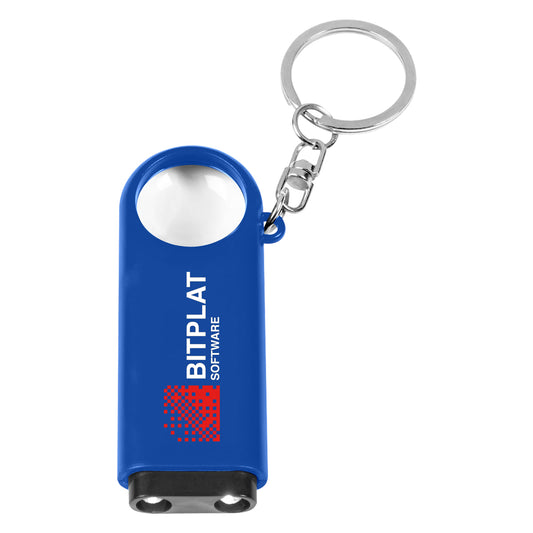 Custom logo Magnifier And LED Light Key Chain