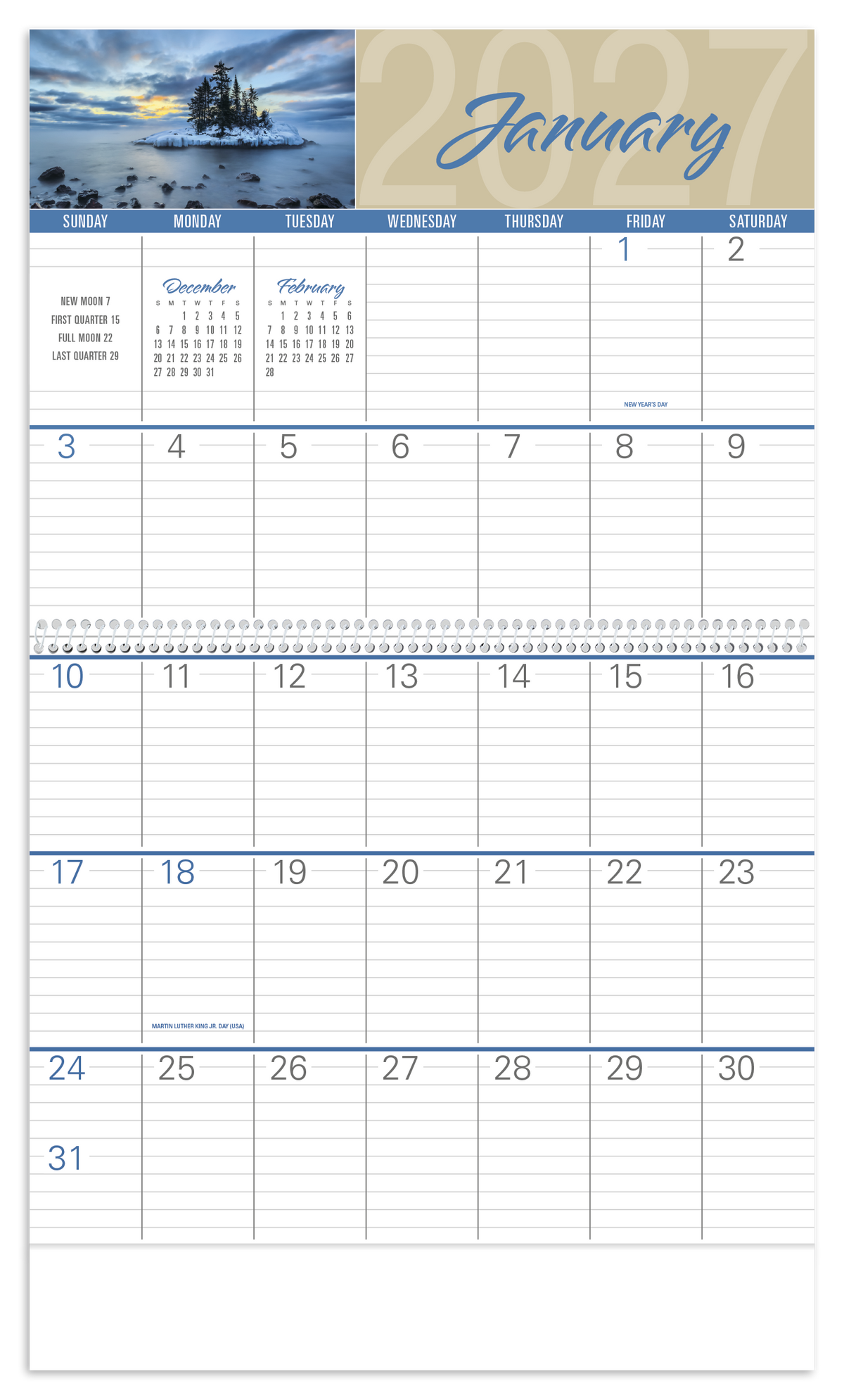 Custom logo Scenes of America Big Block Memo Calendar