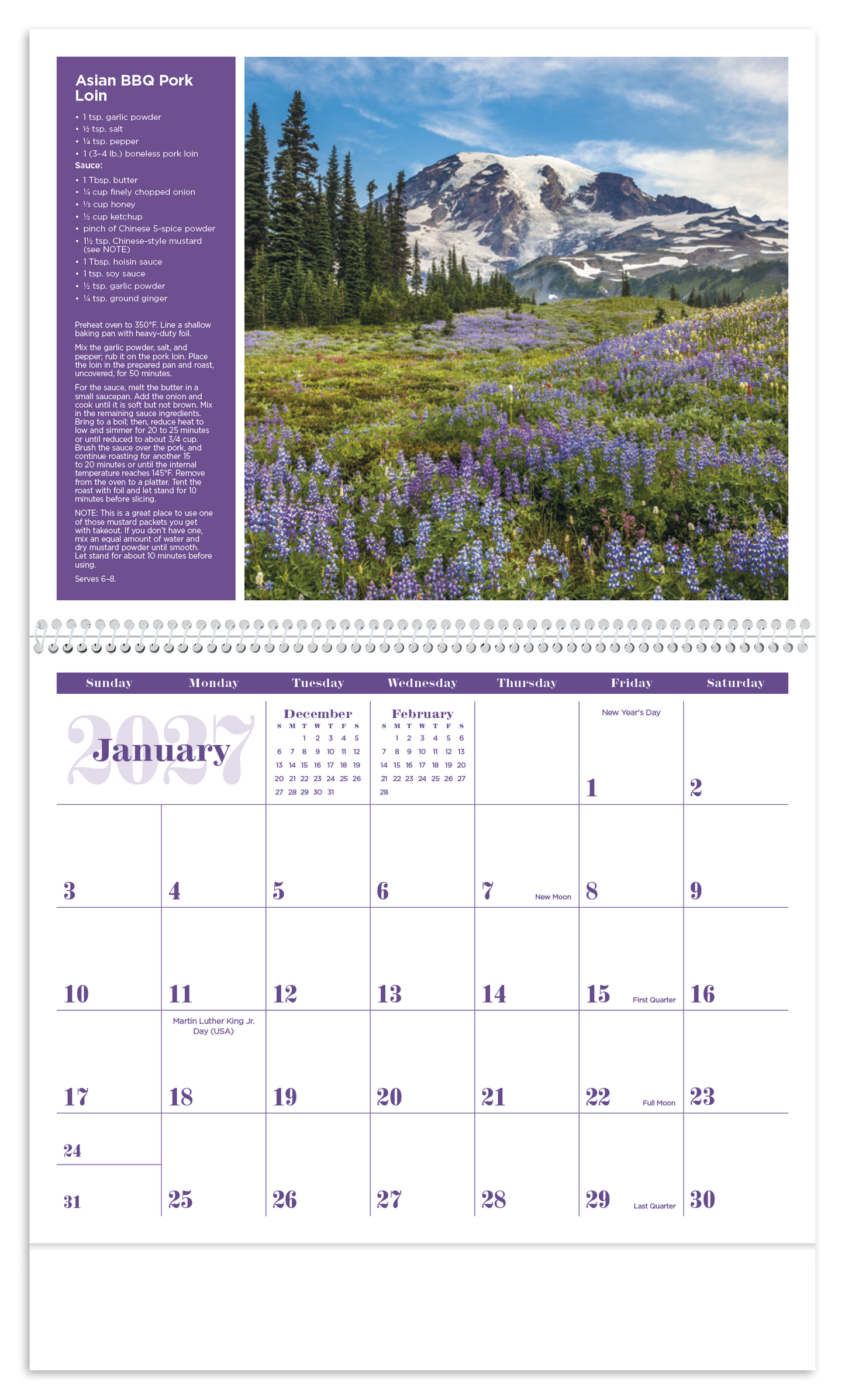 America the Beautiful with Recipes Calendar