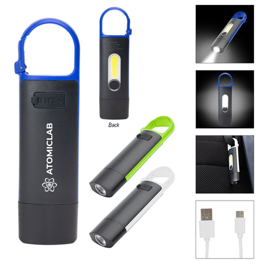 Custom logo Rechargeable Carabiner COB Flashlight