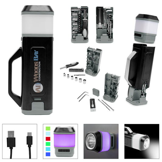 Custom logo 24-Piece Tool Set With Rechargeable LED Light
