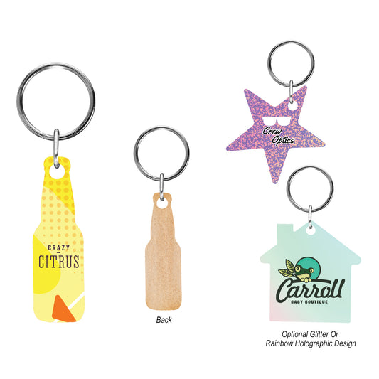 Custom logo Full Color Wood Key Tag - 2"