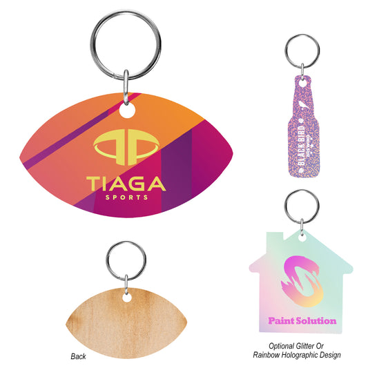 Custom logo Full Color Wood Key Tag - 5"