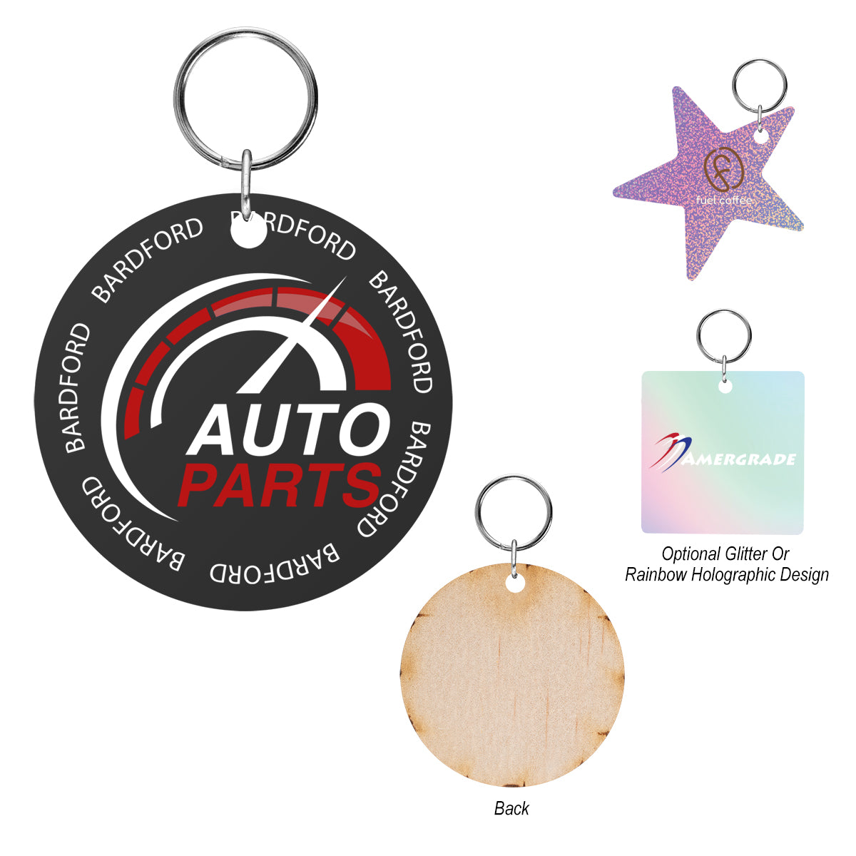Custom logo Full Color Wood Key Tag - 6"