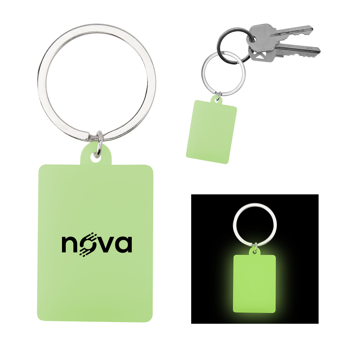 Custom logo Rectangle Glow In The Dark Keychain