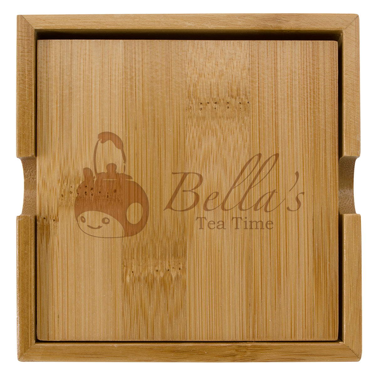 Custom logo Bamboo Coaster Set