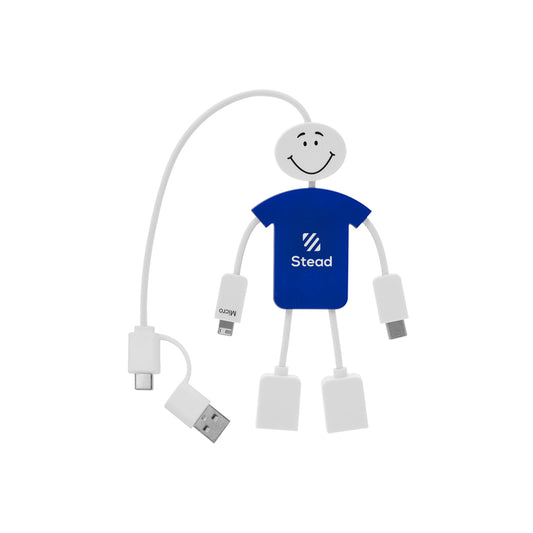 Custom logo Techmate 3-In-1 Charging Cable & USB Hub 2.0