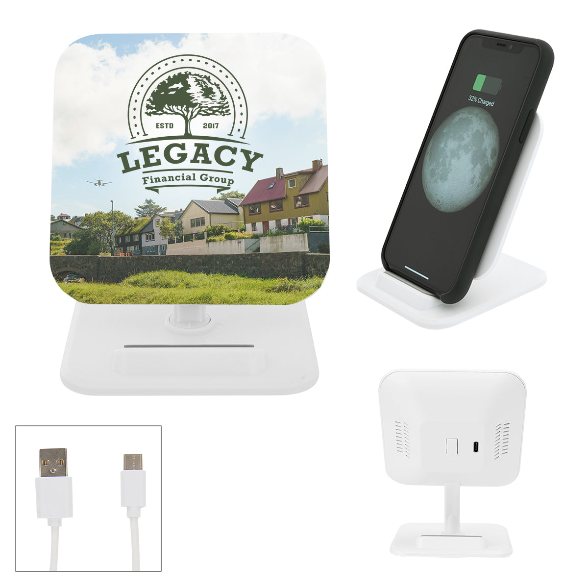 Custom logo Wireless Charging Pad Phone Stand 2.0