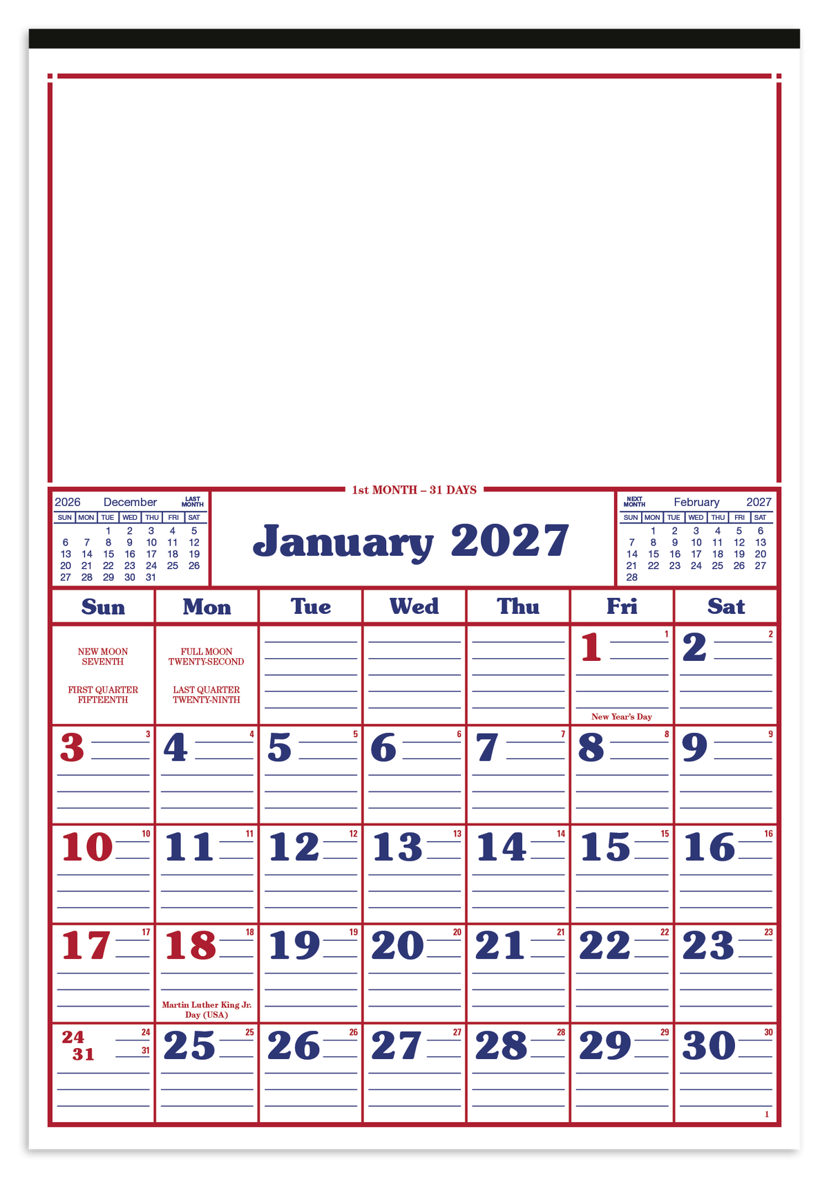 Custom logo Commercial 12-Sheet Calendar