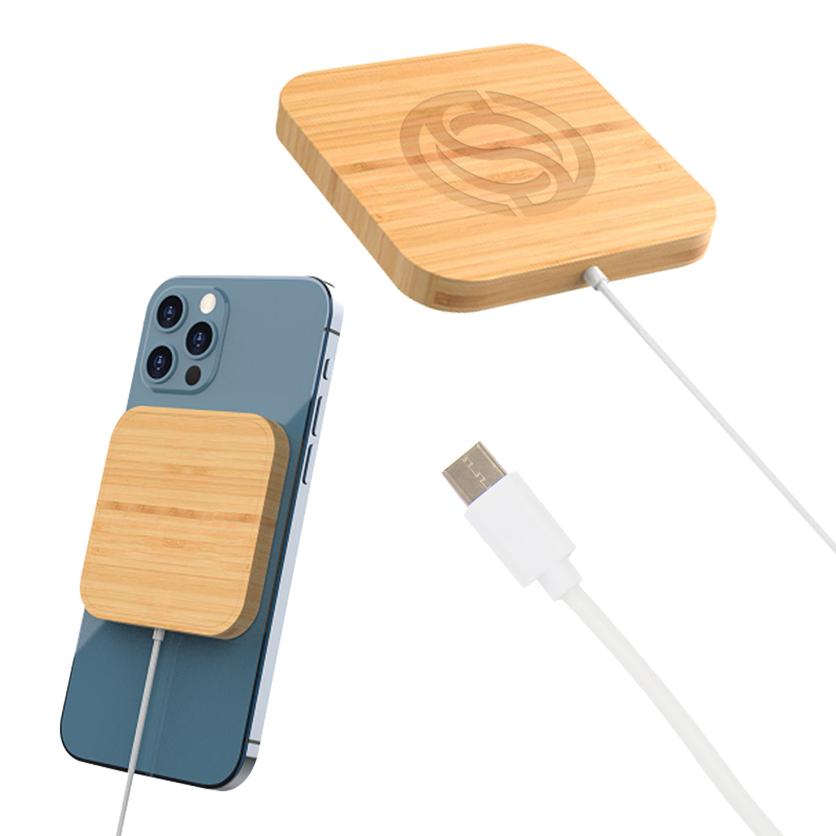 Custom logo Mag Max Bamboo Magnetic Wireless Charger 2.0