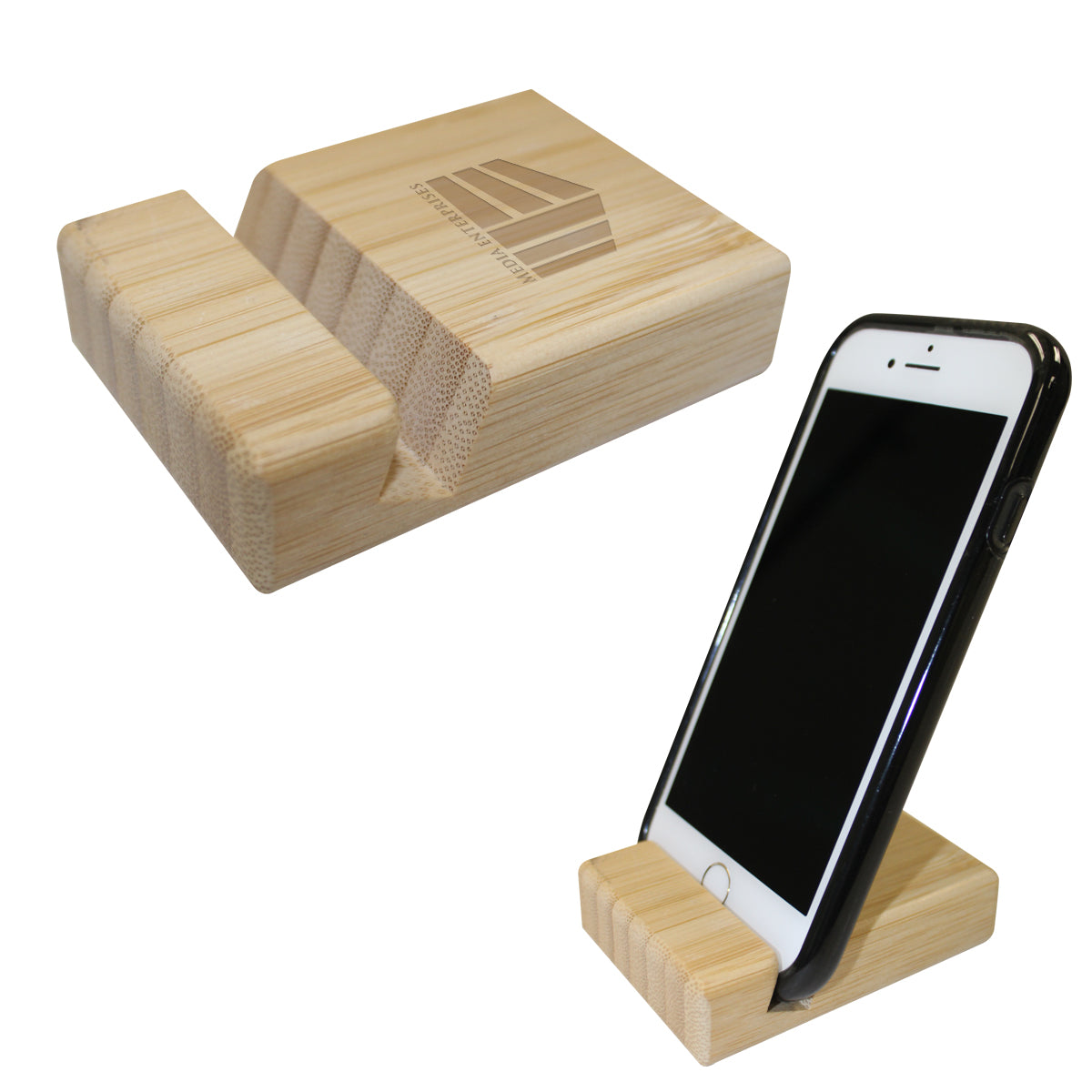 Custom logo Bamboo Block Phone Stand