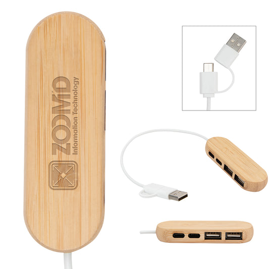 Custom logo Dual Input Bamboo Hub