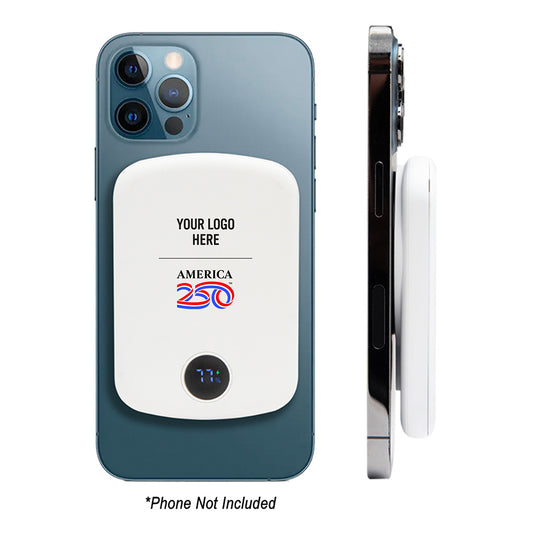 Custom logo America250™ 15W Mag Max Wireless Charger Power Bank