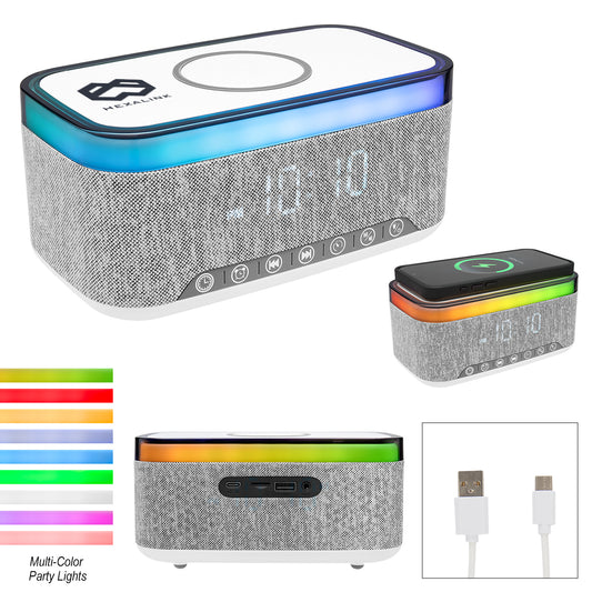 Custom logo Rise & Shine Clock With Light-Up Speaker & Charger