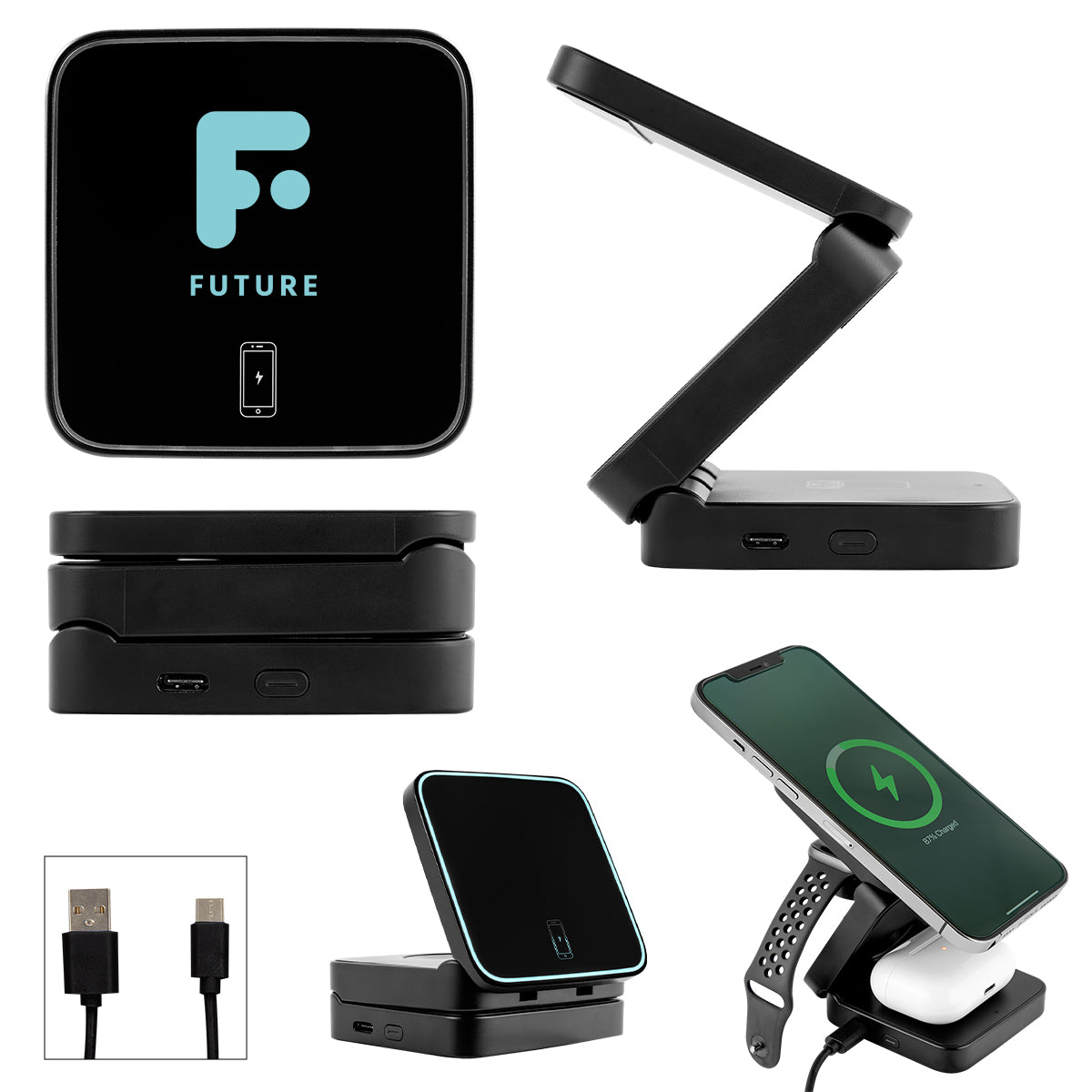 Custom logo 15W rABS Magnetic Multi-Charging Station