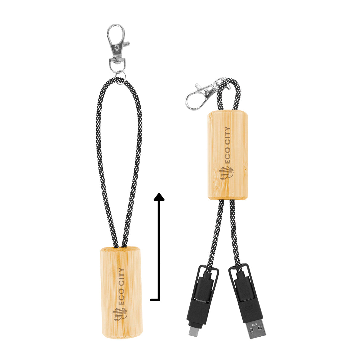 Custom logo Bamboo Slider Multi-Charging Cables