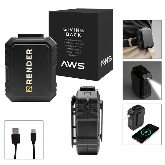 Custom logo AWS UL Listed 5,000 mAh Power Bank and Fan With Clip