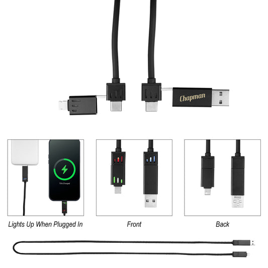 Custom logo 3' 100W Light-Up Quick Charge Cable