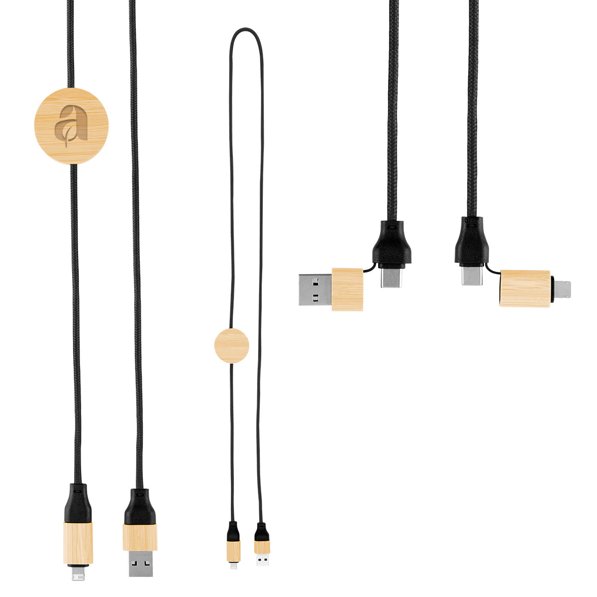 Custom logo 3' 60W Bamboo & rPET Fast Charging Cable
