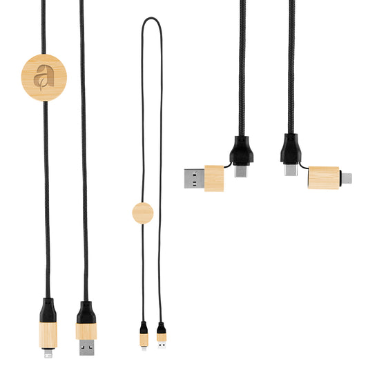 Custom logo 3' 60W Bamboo & rPET Fast Charging Cable