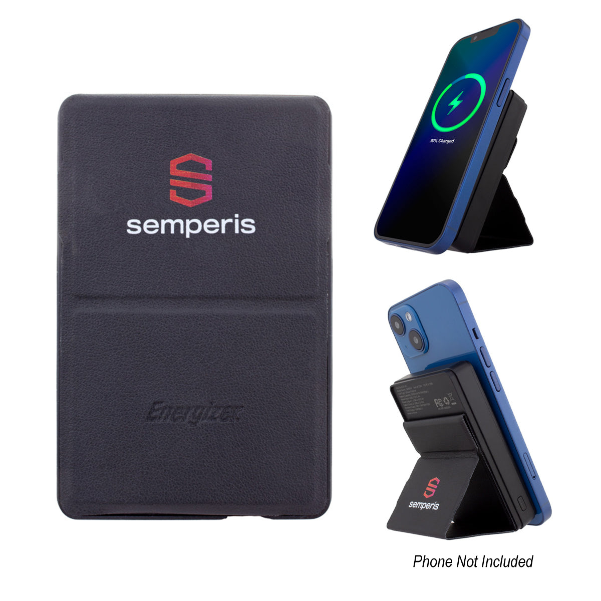 Custom logo 5,000 mAh Energizer® Mag-N-Kick™ Wireless Charger Power Bank And Phone Stand