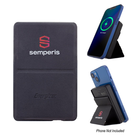Custom logo 5,000 mAh Energizer® Mag-N-Kick™ Wireless Charger Power Bank And Phone Stand