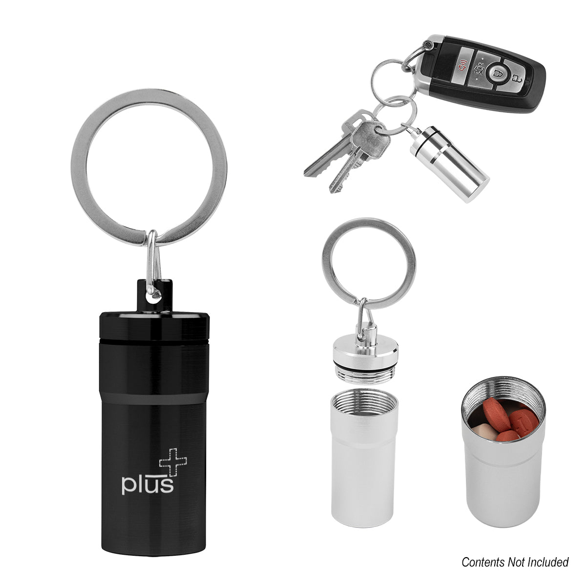 Custom logo Aluminum Pill Holder Keychain