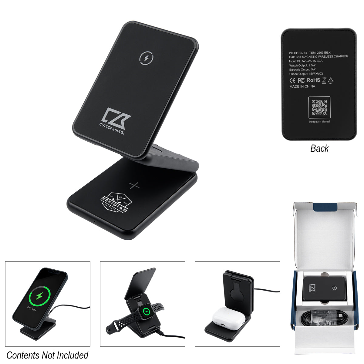 Cutter & Buck® 3-In-1 Magnetic Wireless Charger