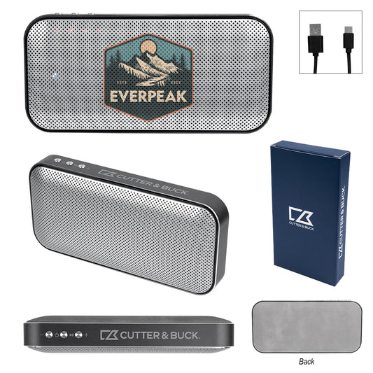 Custom logo Cutter & Buck® Aluminum Suede Speaker And Power Bank