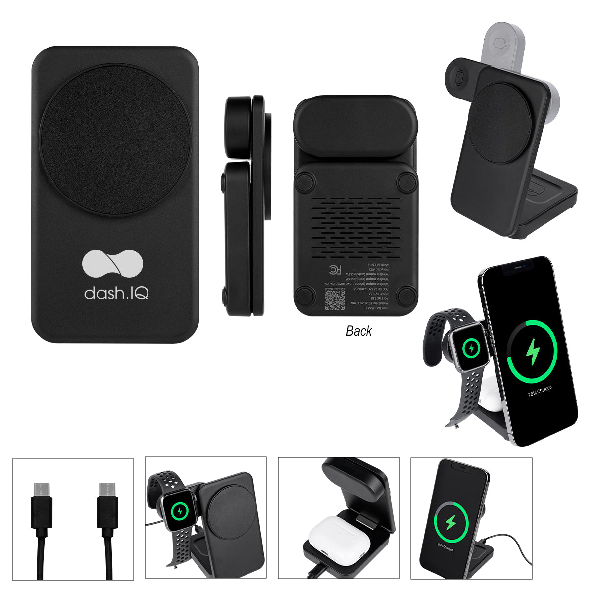 Custom logo Foldable rABS Magnetic Wireless Charger