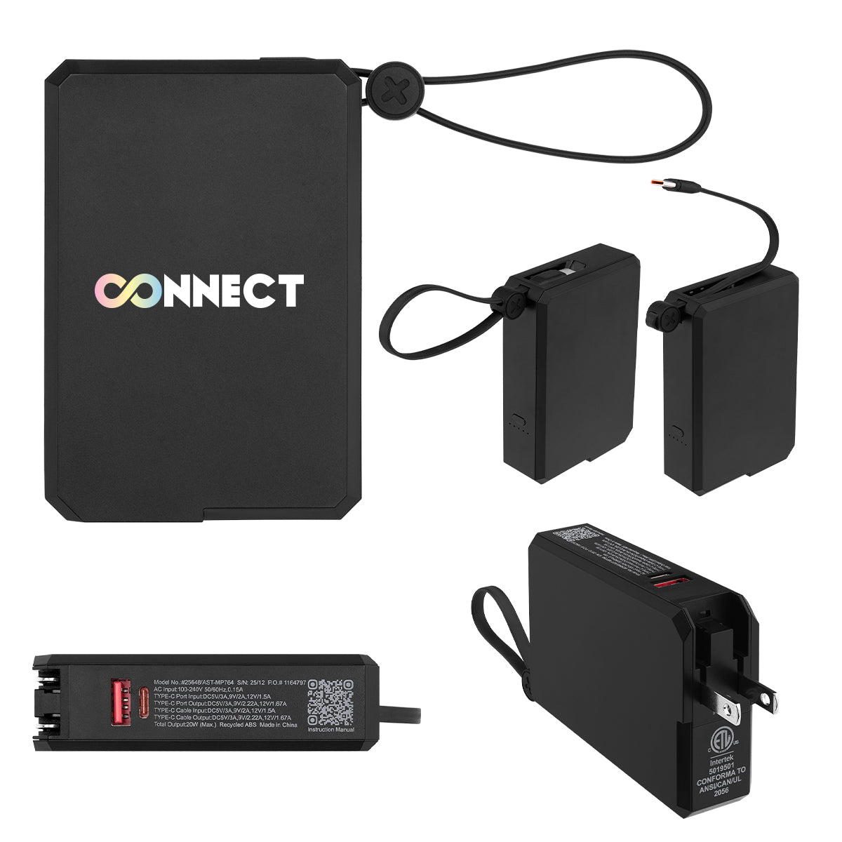 Custom logo 10,000 mAh A/C & Type-C Power Bank