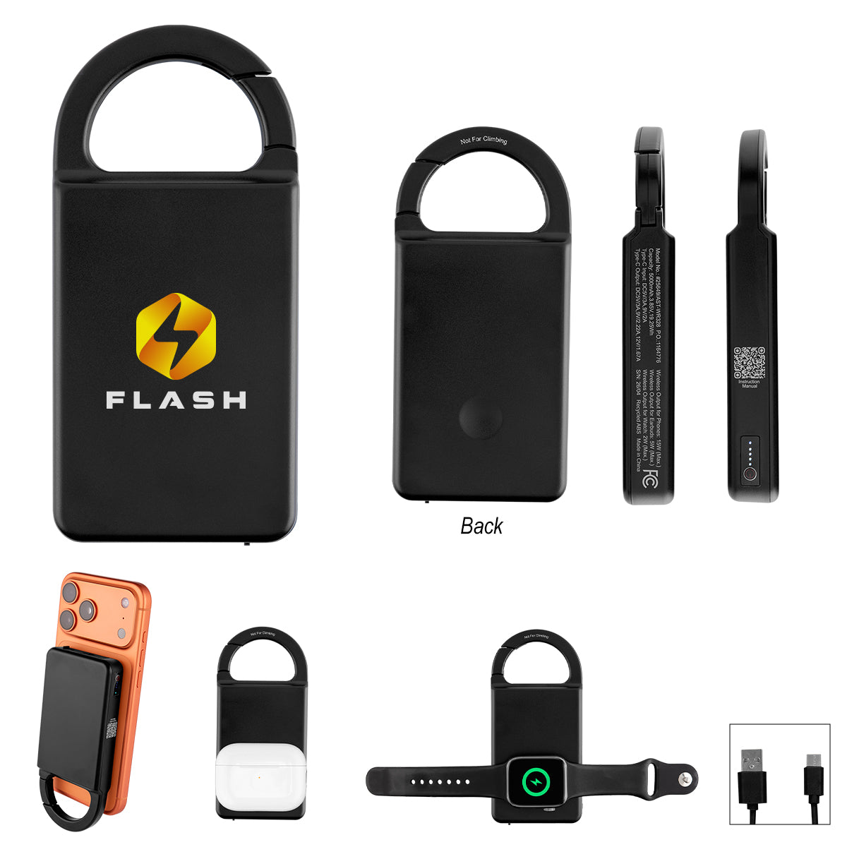 Custom logo 5,000 mAh Mag Max Carabiner Multi-Charger