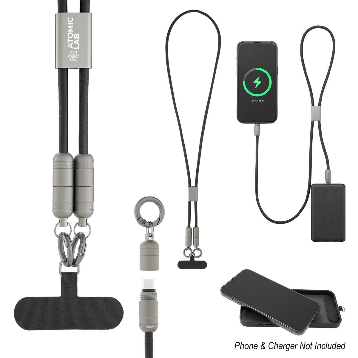 Custom logo 60W Charging Cable Lanyard With Phone Tether