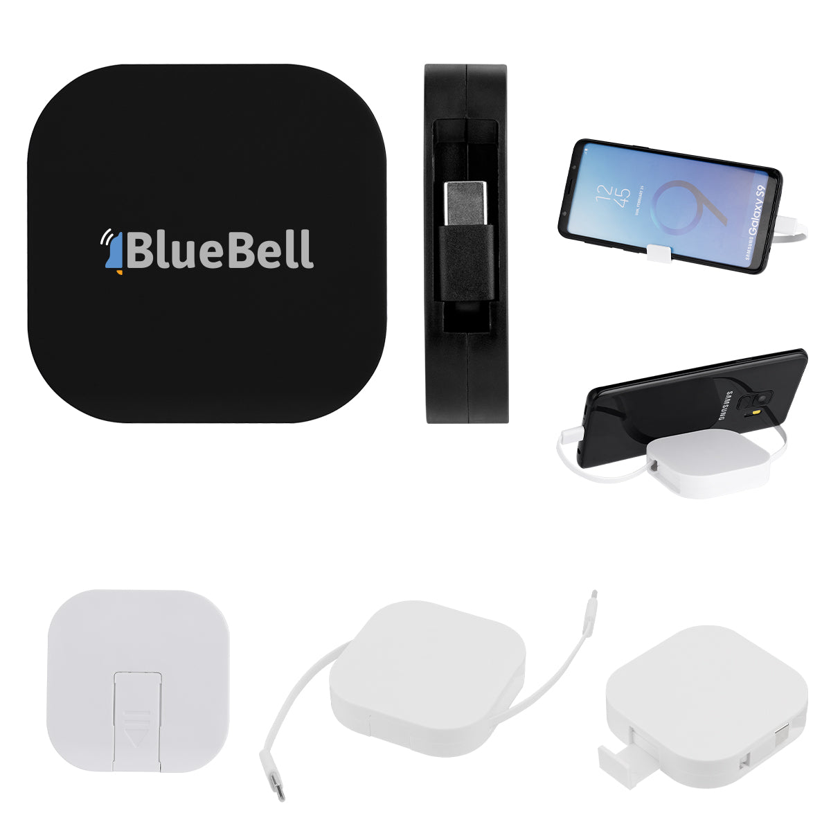 Custom logo 60W rABS Retractable Quick Charging Cable & Phone Stand