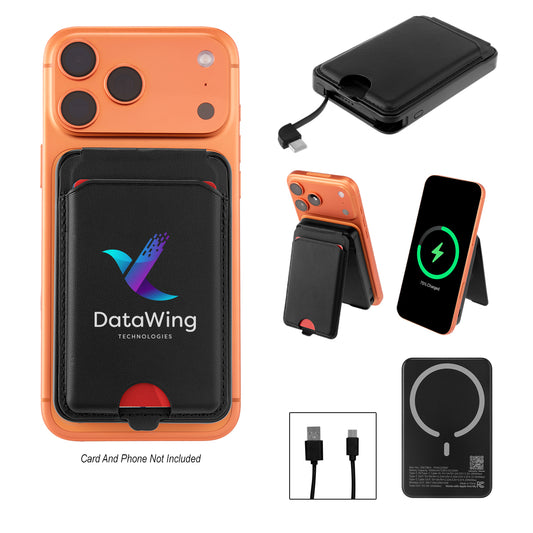 Custom logo 5,000 mAh Mag Max Charger & Card Wallet