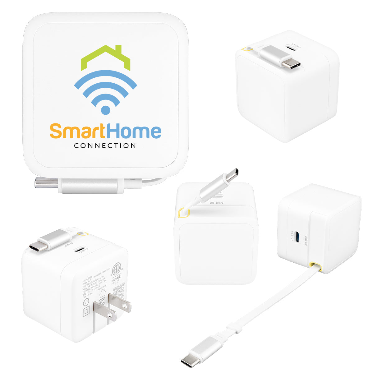 Custom logo 35W ETL Listed A/C Adapter With Retractable Cable