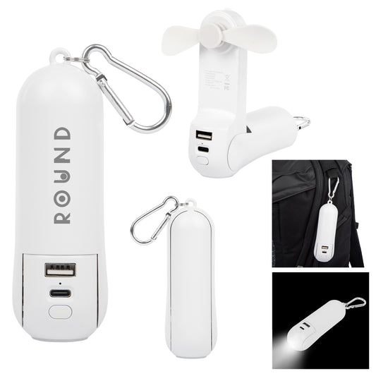 Custom logo Rechargeable Power Bank With Fan & Flashlight